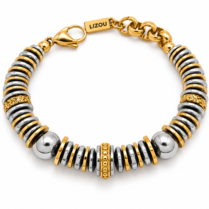 Stainless Steel Two Tone Rondelle Bracelet - B4-064