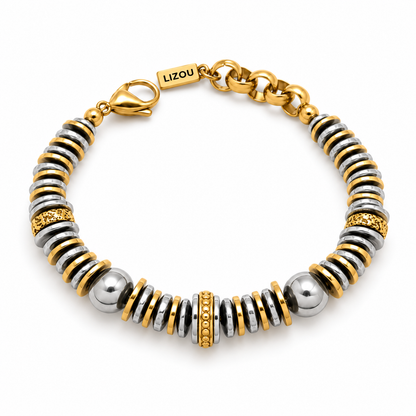 Stainless Steel Two Tone Rondelle Bracelet - B4-064