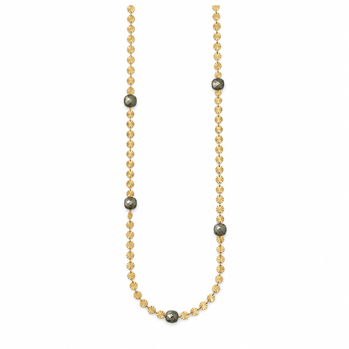 Long Gold and Pyrite Necklace