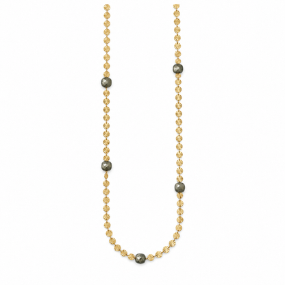Long Gold and Pyrite Necklace