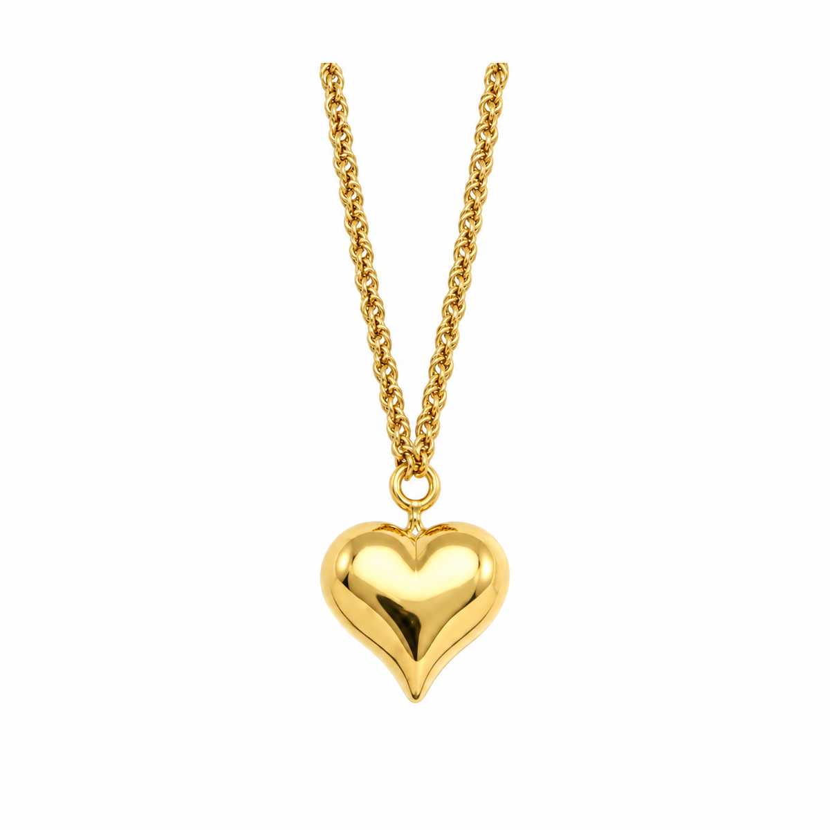 Long Gold Heart Chain Necklace
