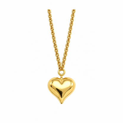 Long Gold Heart Chain Necklace