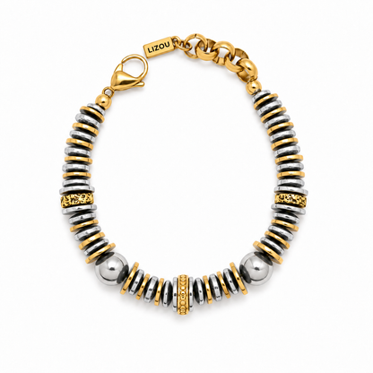 Stainless Steel Two Tone Rondelle Bracelet - B4-064