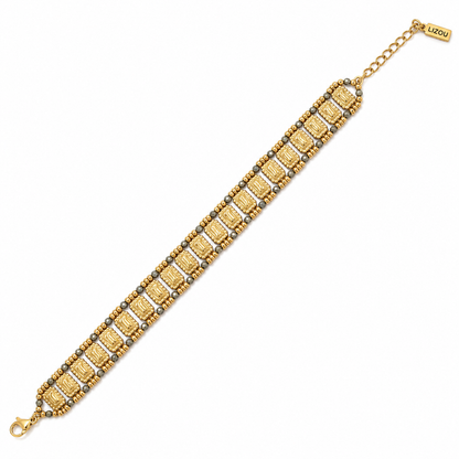 Pyrite Double Row Bracelet 18K Gold Plate - B4-066A