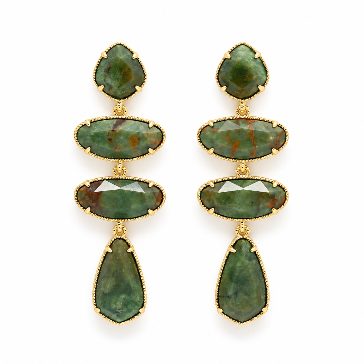Four Stone Dangle Earrings Mix Variscite Stone - E4-503C