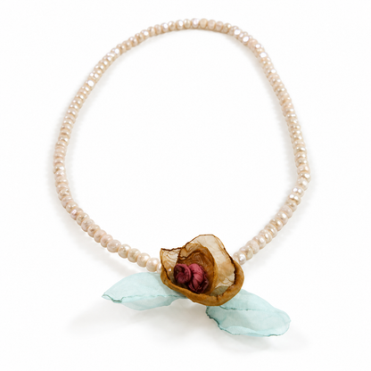 Light Taupe Double Crystal Flower Bracelet -The Classics Collection-  B1-1017