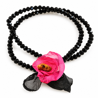 Black Double Crystal Flower Bracelet -The Classics Collection- B1-1019