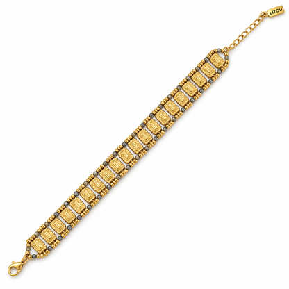 Pyrite Double Row Bracelet 18K Gold Plate - B4-066A