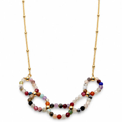 Semi Precious Stone Beaded Link Necklace -French Flair Collection- N2-2248