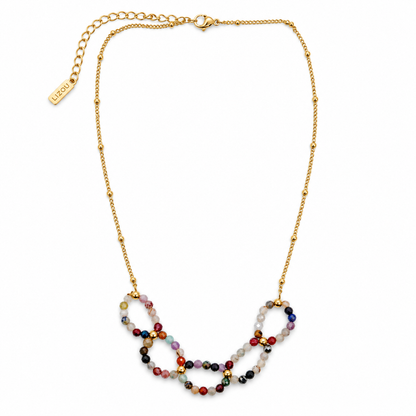 Semi Precious Stone Beaded Link Necklace -French Flair Collection- N2-2248