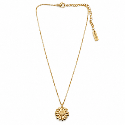 Simple 24K Gold Plate Daisy Flower Pendant Short Necklace -French Flair Collection- N2-2245