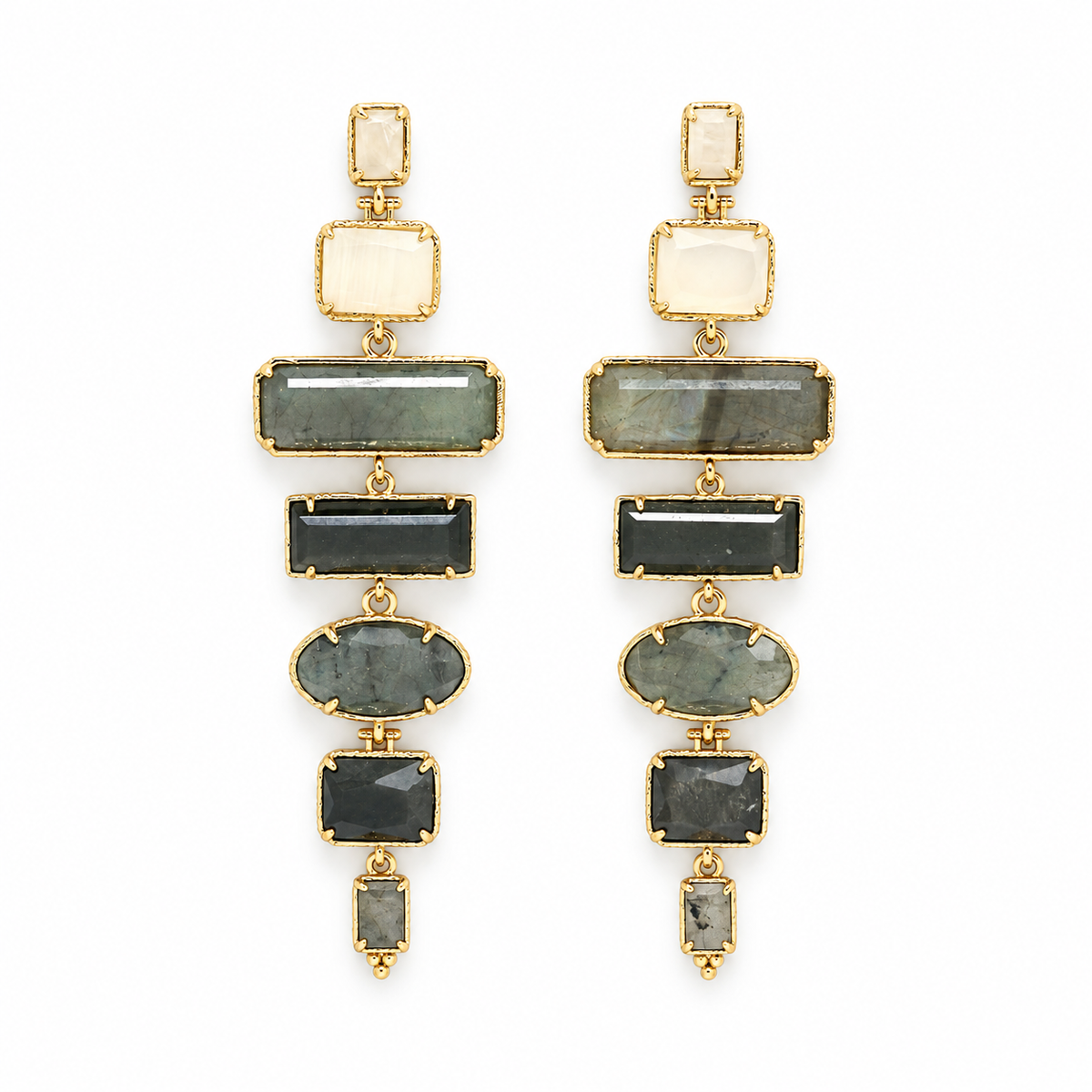 Labradorite Mix Stone Dangle Earrings - E4-502A