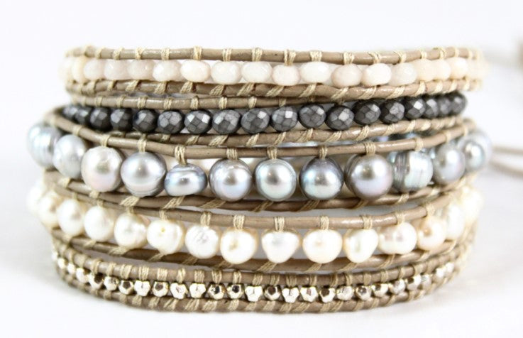 Chicory Wrap Bracelet - Freshwater Pearls Mix