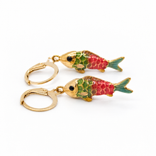 Load image into Gallery viewer, Colorful Enamel Fish Dangle Earrings  - E4-477B

