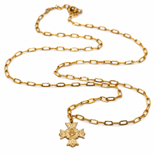Load image into Gallery viewer, Long Gold Chain Cross French Religious Medal Necklace  - FMN20
