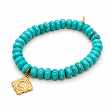 Load image into Gallery viewer, Stretch Turquoise Bracelet French Religious Medal - FMB13C

