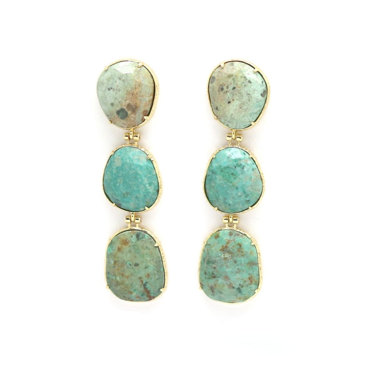 Phoenix Pine 3 Large Stone Dangle Earrings  - E4-457