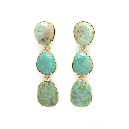 Phoenix Pine 3 Large Stone Dangle Earrings  - E4-457