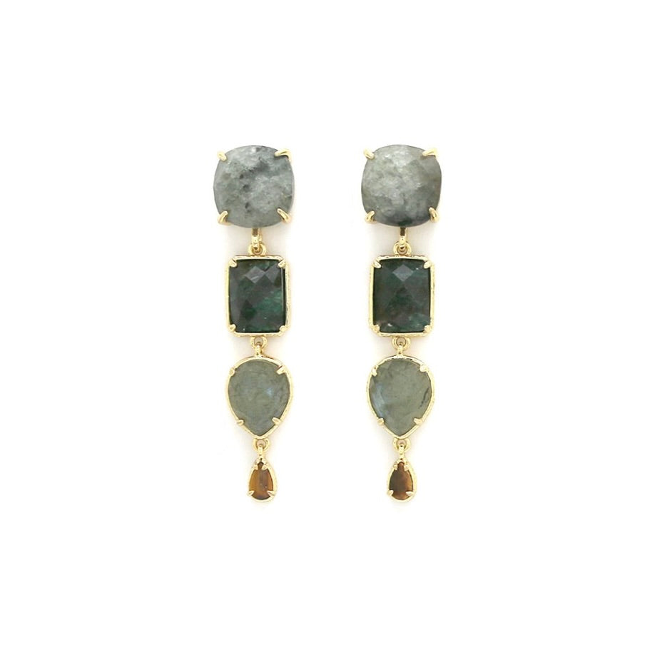 Labradorite Mix Dangle Earrings  - E4-474