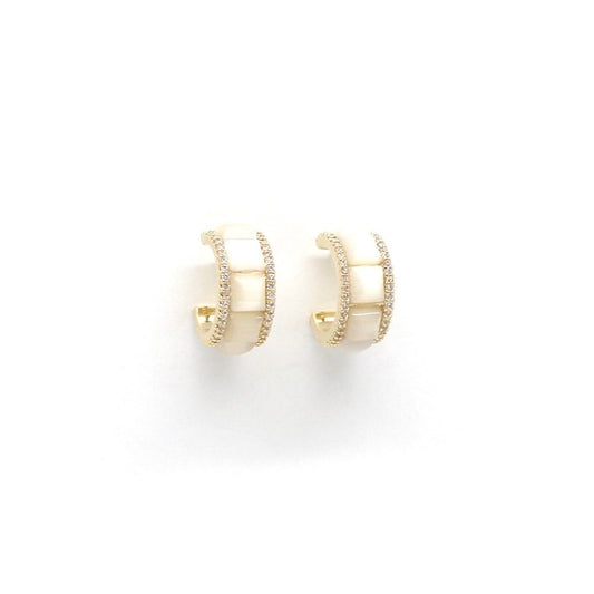 Gold and Mother of Pearl Mini Hoop - E4-372