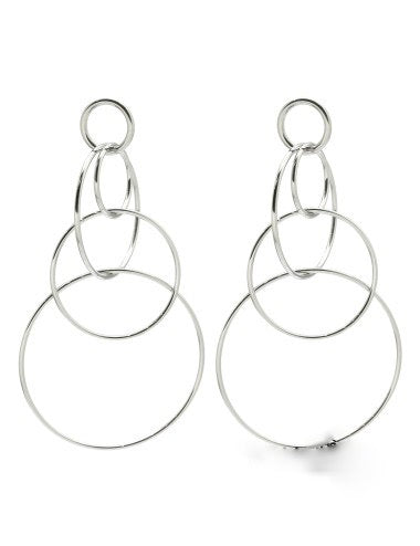 Linked Hoops Silver Earrings E4-166 -French Flair Collection-