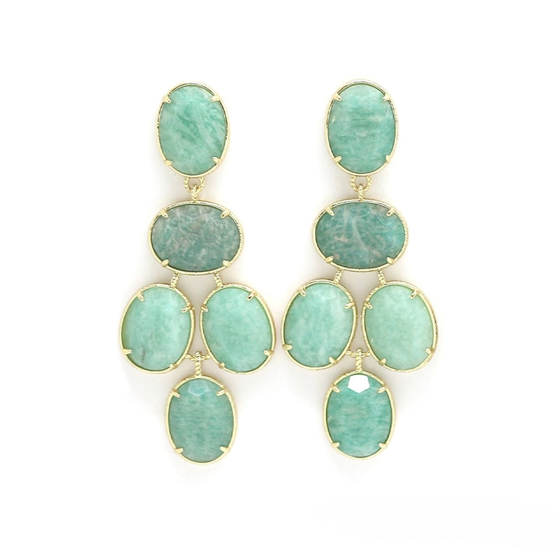 Amazonite Chandelier 5 Stone Earrings  - E4-458