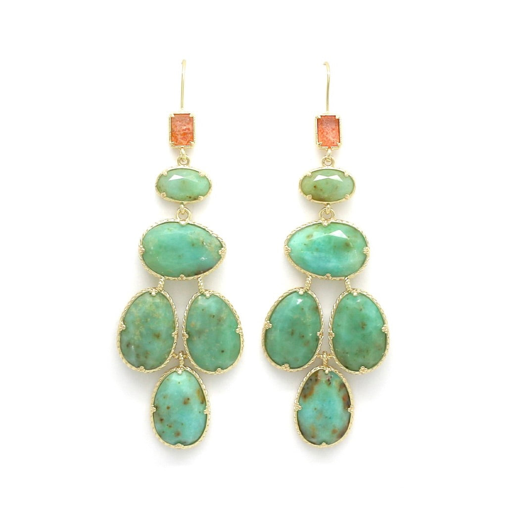 Chrysoprase Chandelier Earrings - E4-436