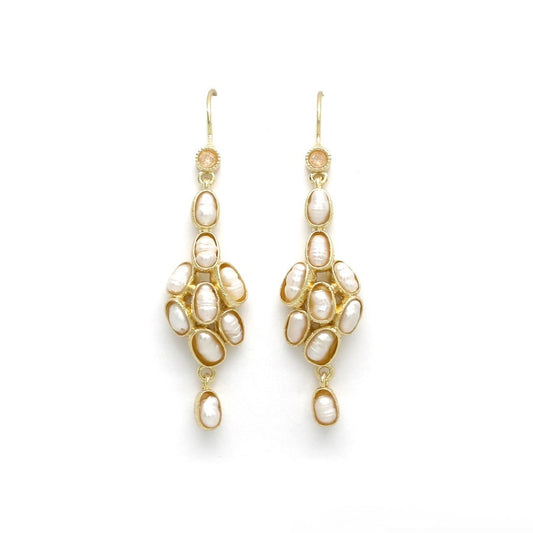 Freshwater Pearl Cluster Dangle Earrings - E4-395