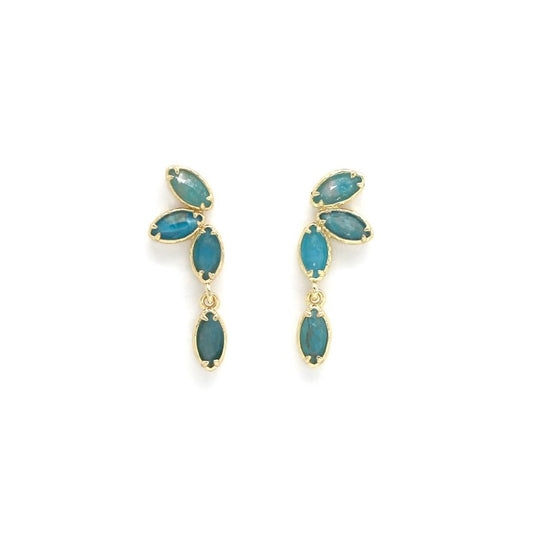 Apatite Gold Leaf Stud Earrings  - E4-461