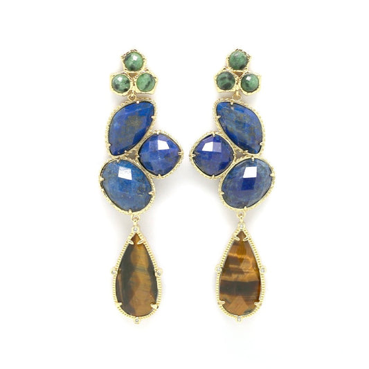 Lapis Lazuli Mix Dangle Earrings  - E4-475A