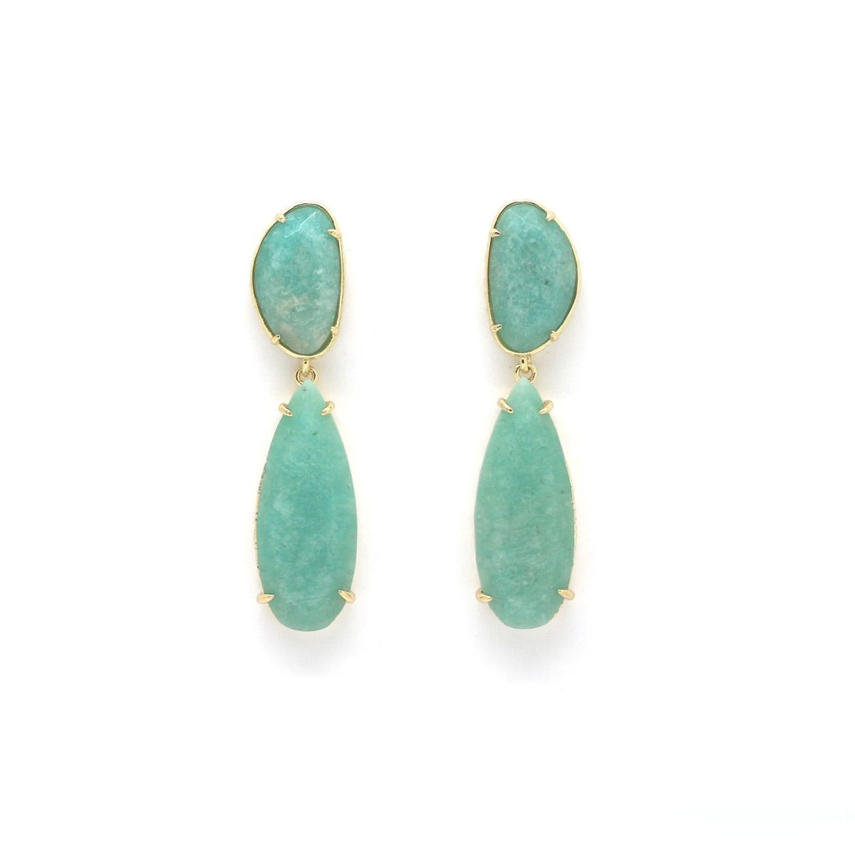 Amazonite Teardrop Dangle Earrings - E4-441