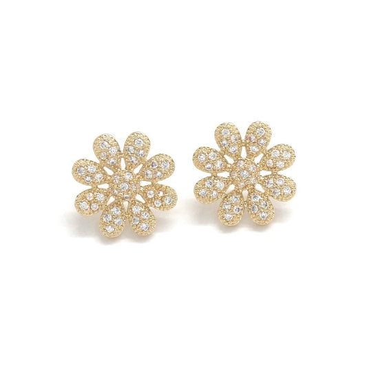 Delicate Rhinestone Flower Holiday Stud Earrings  - E4-473