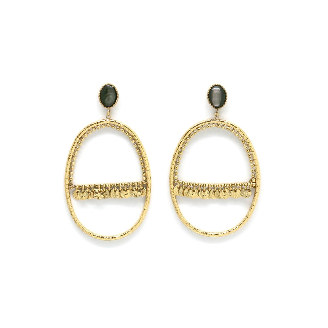 Demi Circle 24K Gold Plate Dangle Earrings -French Flair Collection- E4-151