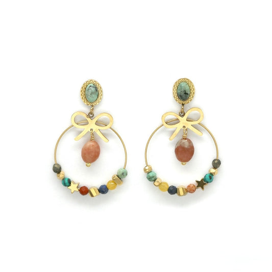 Holiday Stone and Bow Earrings - E4-448