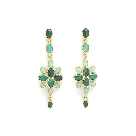 Malachite Turquoise Dangle Leaf Earrings  - E4-462