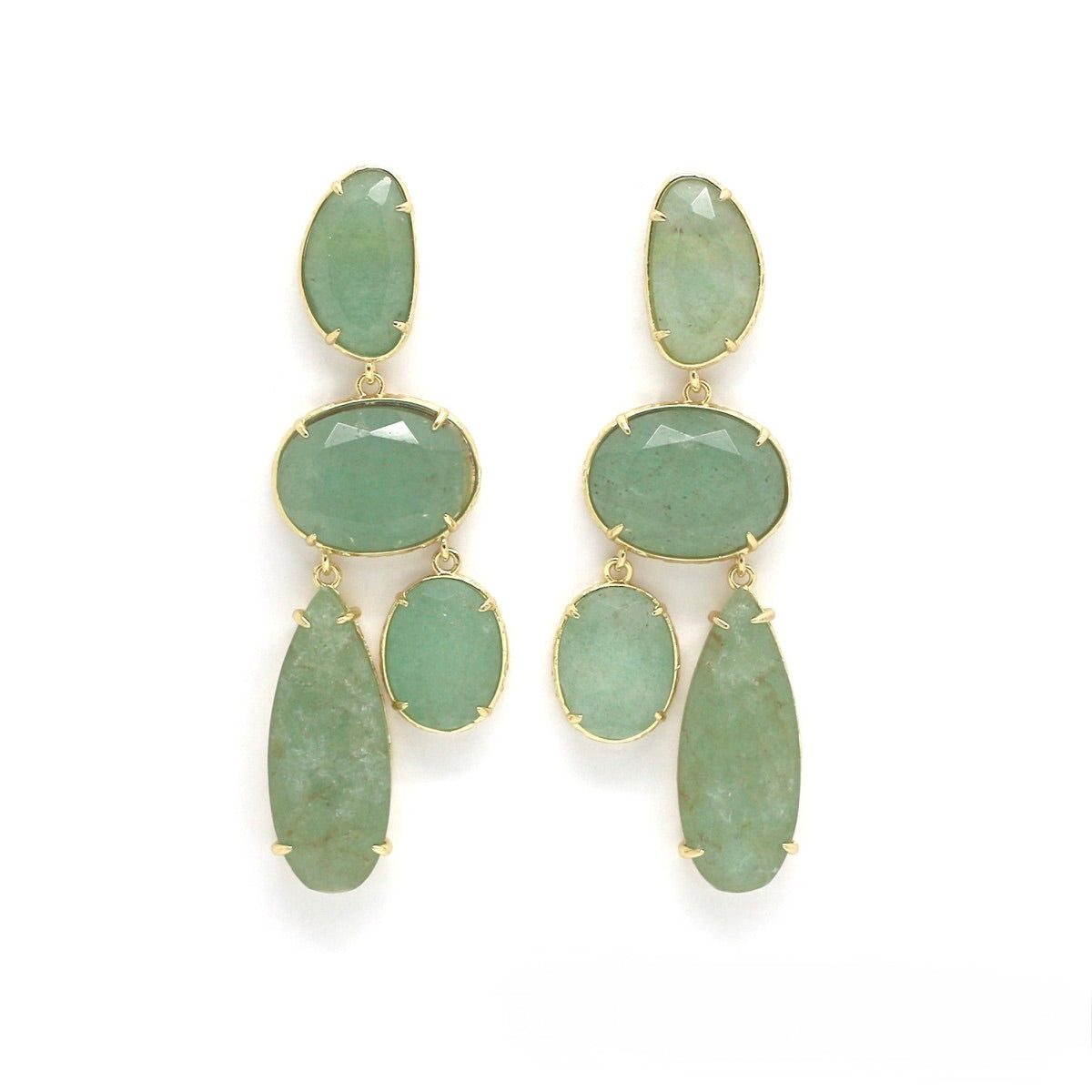Green Quartz Dangle Earrings - E4-429A