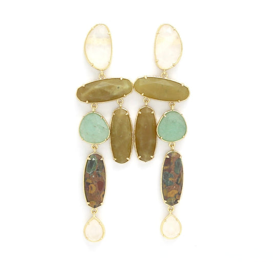 Semi Precious Stone Dangle Earrings - E4-439