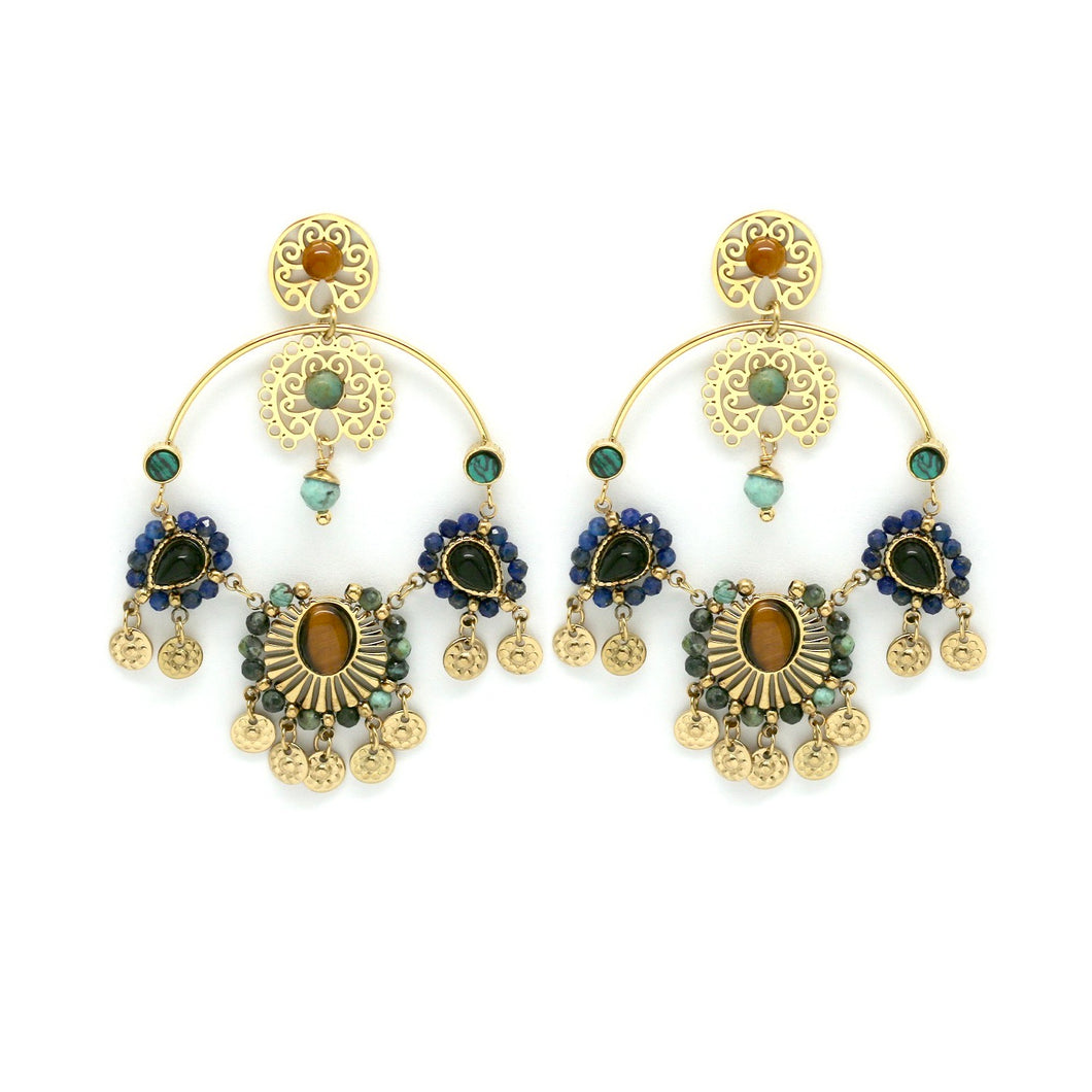 Stunning Semi Precious Stone Mix Story Earrings -French Flair Collection- E4-149
