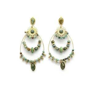 Unique Three Tier African Turquoise Earrings -French Flair Collection- E4-165