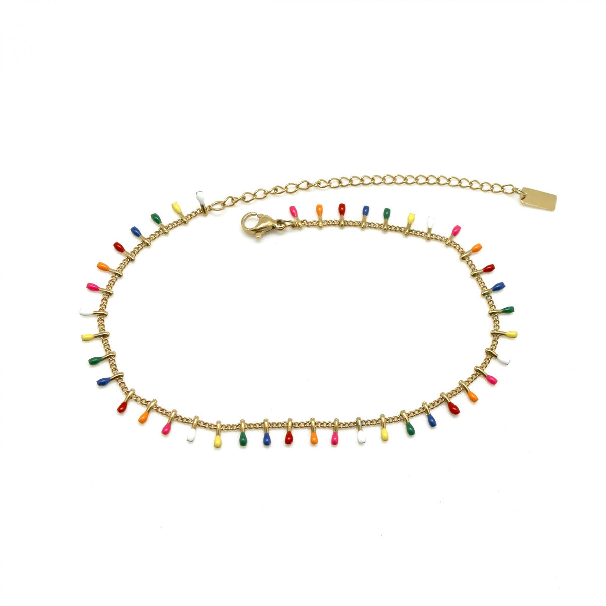 Colorful 18K Gold Plate Rainbow Enamel Bracelet -French Flair Collection- B1-2095