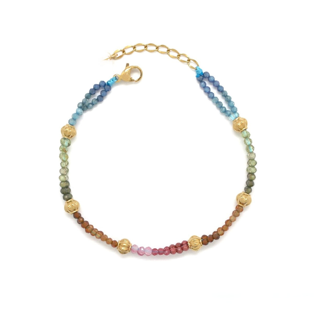 Double Strand Rainbow Faceted Agate Bracelet - B4-059