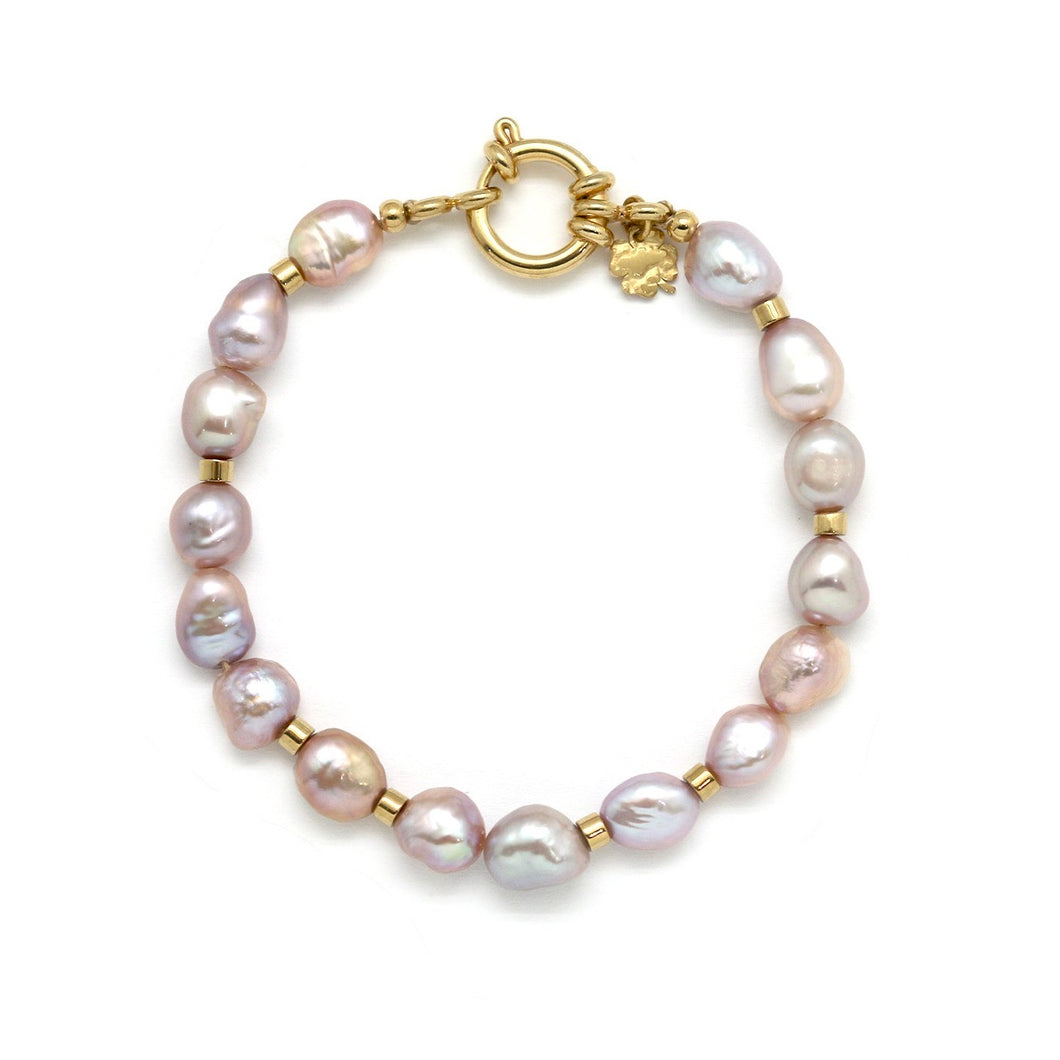 Luxury Freshwater Pearl and 18K Gold Plate Bracelet -French Flair Collection- B1-2090