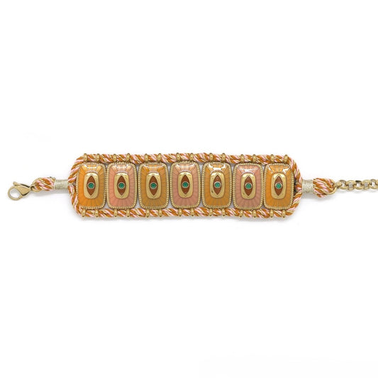 Evil Eye Two Tone Cuff Bracelet - B4-049B