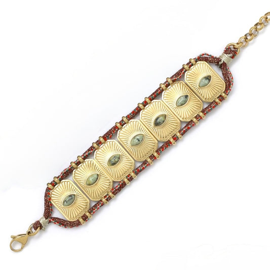 African Turquoise Evil Eye Cuff Bracelet - B4-046