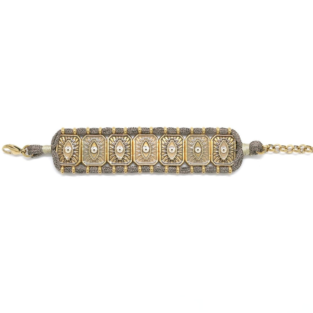 Evil Eye Cuff Style Bracelet Grey - B4-056A