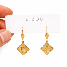 Load image into Gallery viewer, Simple Bronze French Religious Medal Earrings - FME02
