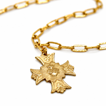 Load image into Gallery viewer, Long Gold Chain Cross French Religious Medal Necklace  - FMN20
