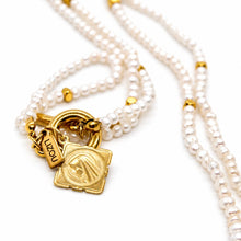 Load image into Gallery viewer, Mini Freshwater Pearl French Religious Medal Long Necklace - FMN09
