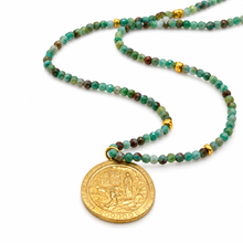Load image into Gallery viewer, Faceted Mini Phoenix Stone Short Delicate French Religious Medal Necklace - FMN22

