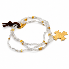 Load image into Gallery viewer, Stretch 3 Strand Mini Faceted Labradorite Bracelet French Religious Medal - FMB11
